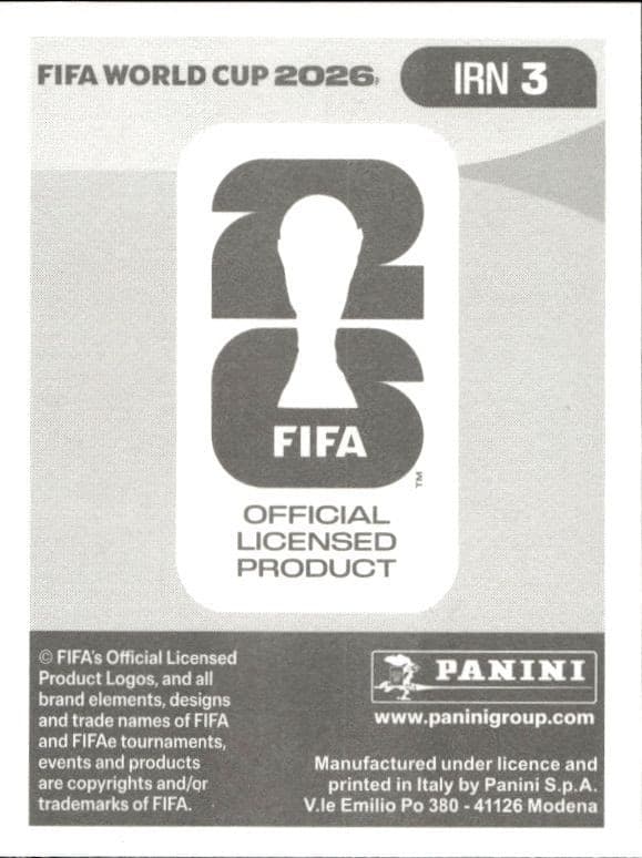 2026 Panini FIFA World Cup Morteza Pouraliganji #IRN 3 soccer trading card back