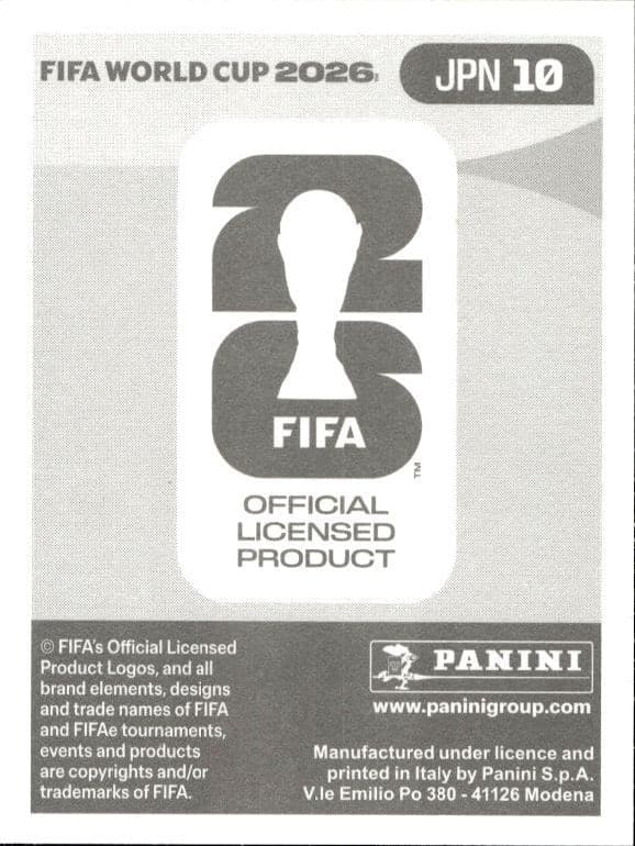 2026 Panini FIFA World Cup Ao Tanaka #JPN 10 soccer trading card back