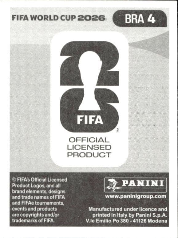 2026 Panini FIFA World Cup Marquinhos #BRA 4 soccer trading card back
