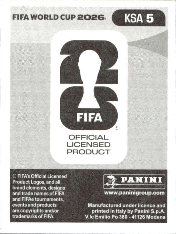 2026 Panini FIFA World Cup Nawaf Al-Buwaiz #KSA 5 soccer trading card back
