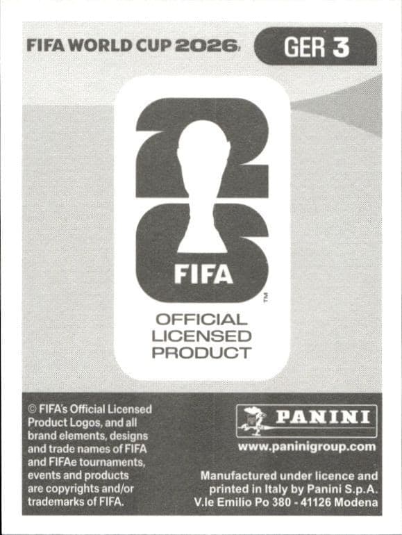 2026 Panini FIFA World Cup Jonathan Tah #GER 3 soccer trading card back