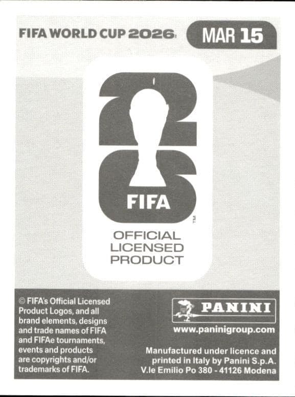 2026 Panini FIFA World Cup Ismael Saibari #MAR 15 soccer trading card back