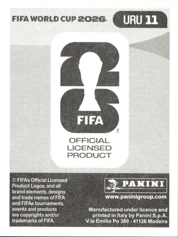 2026 Panini FIFA World Cup Giorgian De Arrascaeta #URU 11 soccer trading card back