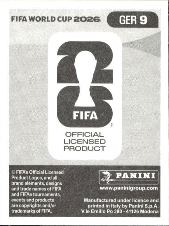 2026 Panini FIFA World Cup Maximilian Mittelstädt #GER 9 soccer trading card back