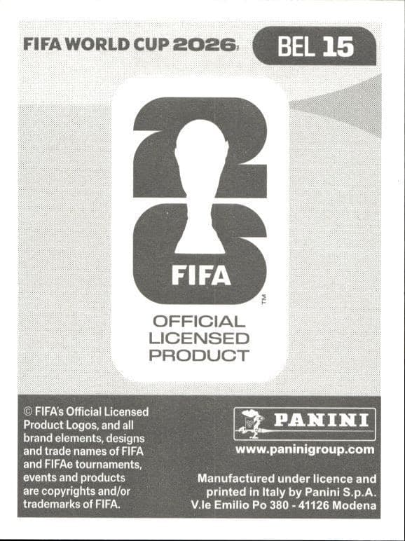 2026 Panini FIFA World Cup Kevin De Bruyne #BEL 15 soccer trading card back