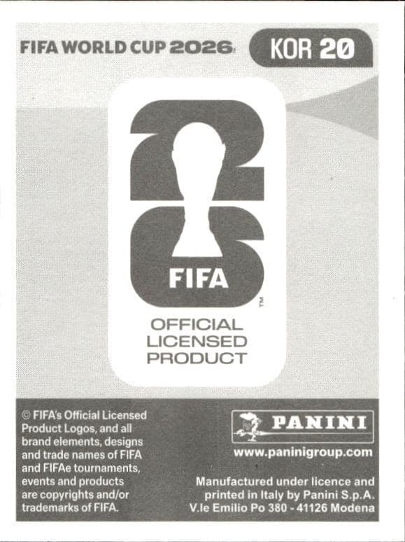 2026 Panini FIFA World Cup Hyeongyu Oh #KOR 20 soccer trading card back