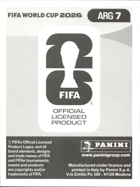 2026 Panini FIFA World Cup Leonardo Balerdi #ARG 7 soccer trading card back