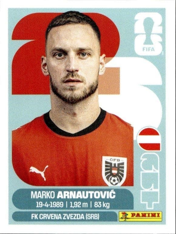 2026 Panini FIFA World Cup Marko Arnautović #AUT 20 soccer trading card front