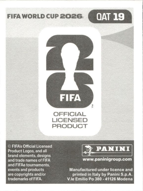 2026 Panini FIFA World Cup Ahmed Al-Ganehi #QAT 19 soccer trading card back