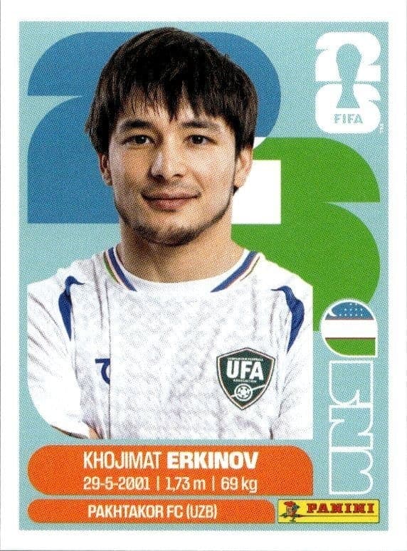 2026 Panini FIFA World Cup Khokimat Erkinov #UZB 15 soccer trading card front