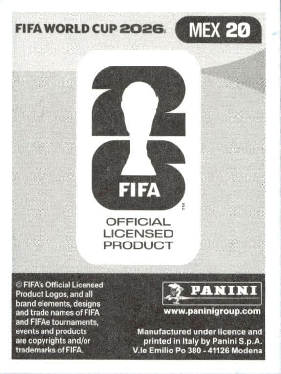 2026 Panini FIFA World Cup César Huerta #MEX 20 soccer trading card back