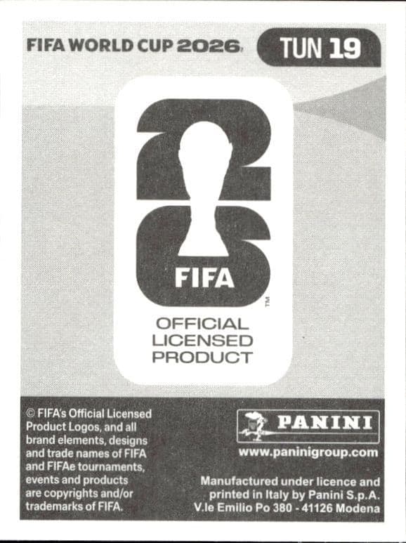 2026 Panini FIFA World Cup Sayfallah Ltaief #TUN 19 soccer trading card back