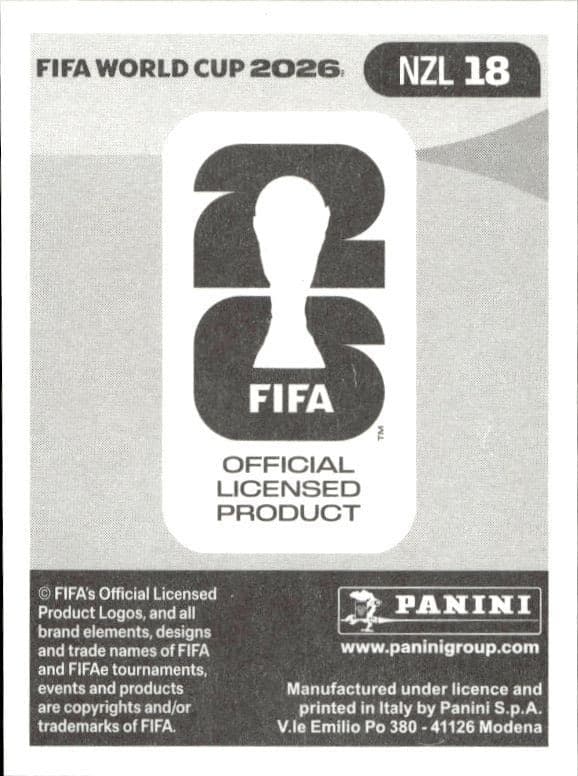 2026 Panini FIFA World Cup Elijah Just #NZL 18 soccer trading card back