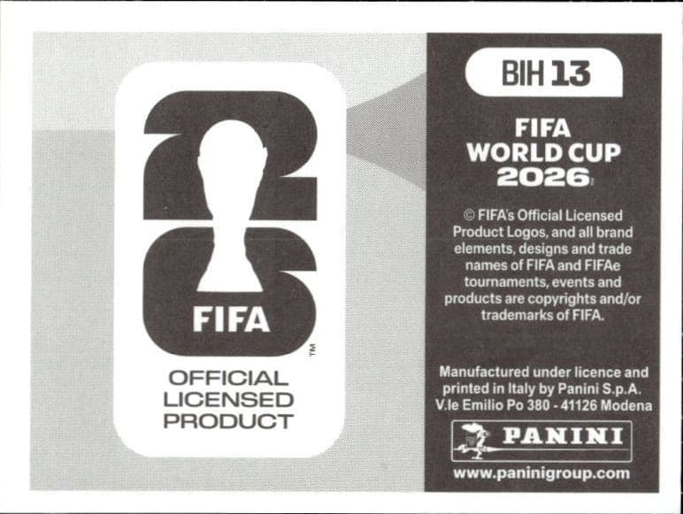 2026 Panini FIFA World Cup Bosnia And Herzegovina #BIH 13 soccer trading card back
