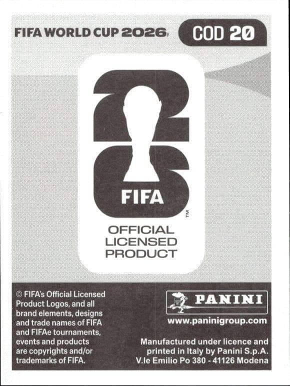 2026 Panini FIFA World Cup Nathanaël Mbuku #COD 20 soccer trading card back