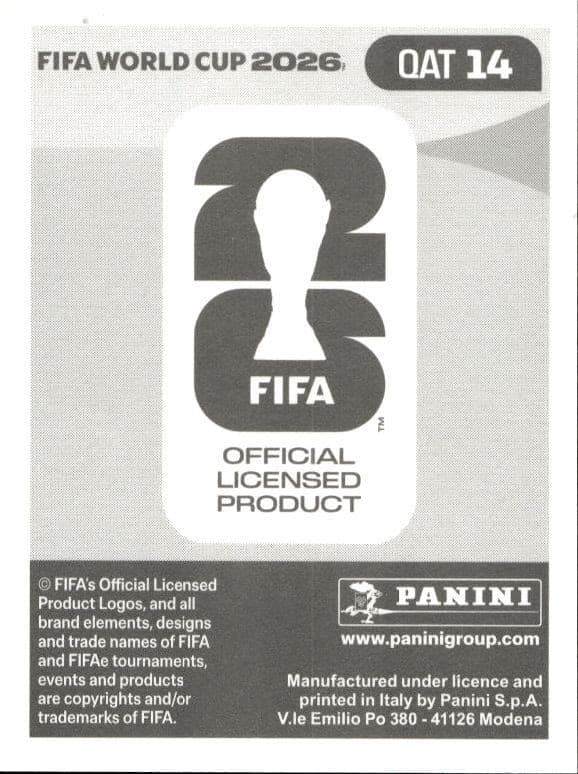 2026 Panini FIFA World Cup Mohammed Waad #QAT 14 soccer trading card back