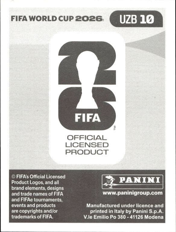 2026 Panini FIFA World Cup Odiljon Hamrobekov #UZB 10 soccer trading card back
