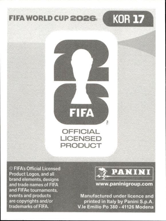 2026 Panini FIFA World Cup Guesung Cho #KOR 17 soccer trading card back