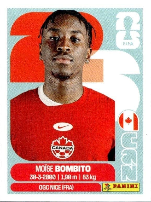 2026 Panini FIFA World Cup Moise Bombito #CAN 8 soccer trading card front
