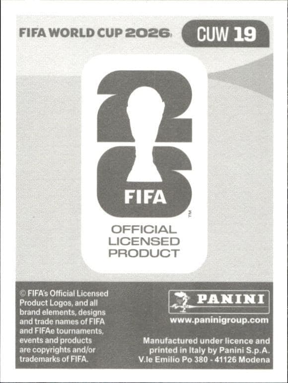 2026 Panini FIFA World Cup Gervane Kastaneer #CUW 19 soccer trading card back