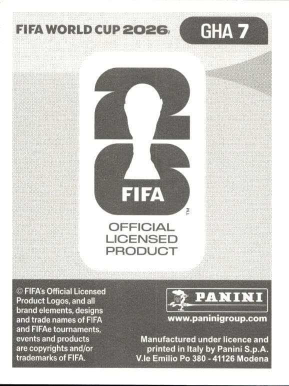 2026 Panini FIFA World Cup Gideon Mensah #GHA 7 soccer trading card back