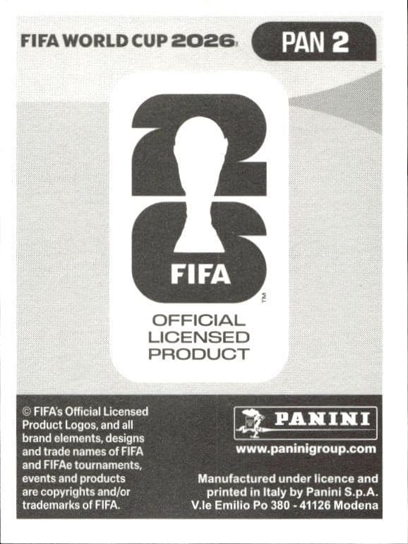 2026 Panini FIFA World Cup Orlando Mosquera #PAN 2 soccer trading card back