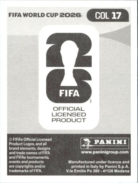 2026 Panini FIFA World Cup Jhon Arias #COL 17 soccer trading card back