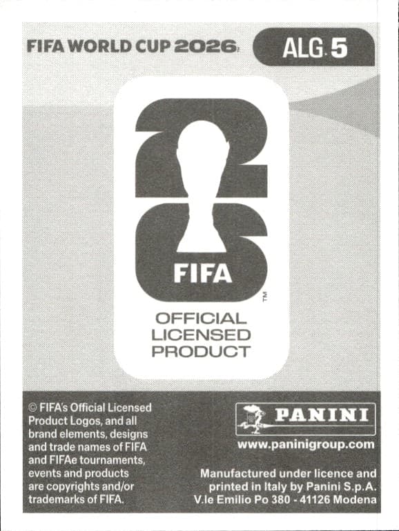 2026 Panini FIFA World Cup Rayan Aït-Nouri #ALG 5 soccer trading card back