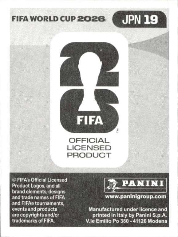 2026 Panini FIFA World Cup Koki Ogawa #JPN 19 soccer trading card back
