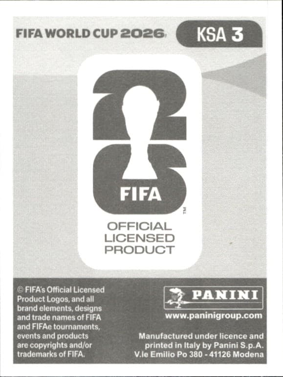 2026 Panini FIFA World Cup Abdulrahman Alsanbi #KSA 3 soccer trading card back