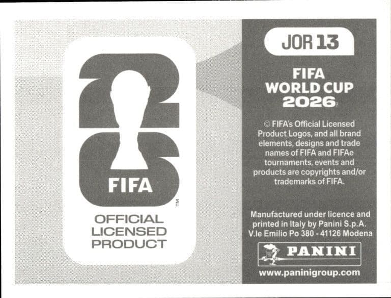 2026 Panini FIFA World Cup Jordan #JOR 13 soccer trading card back