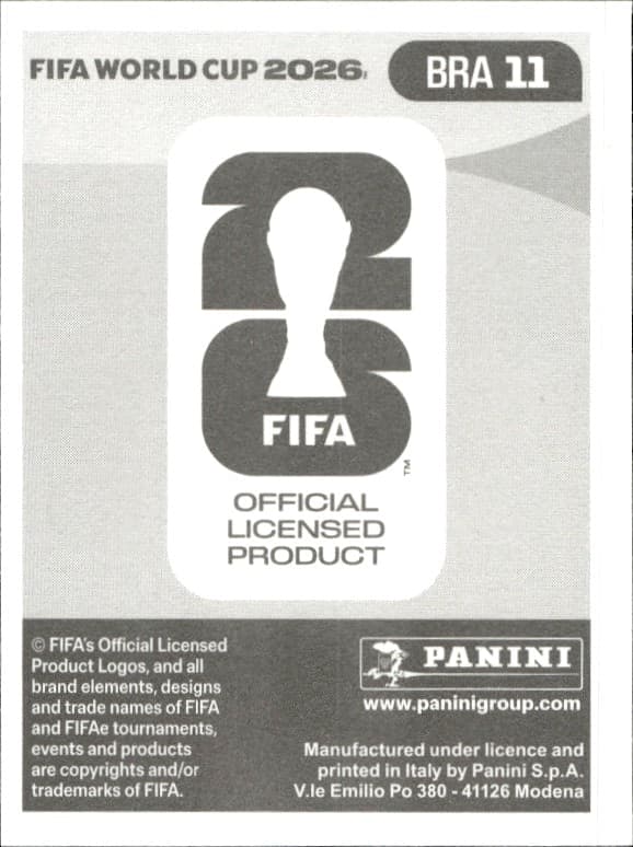 2026 Panini FIFA World Cup Bruno Guimarães #BRA 11 soccer trading card back