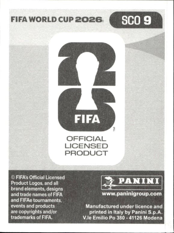 2026 Panini FIFA World Cup Anthony Ralston #SCO 9 soccer trading card back