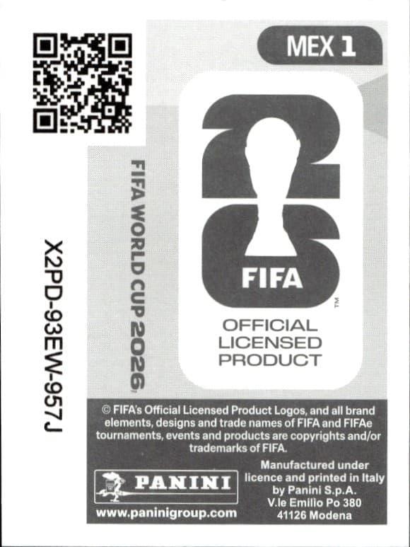2026 Panini FIFA World Cup Mexico #MEX 1 soccer trading card back