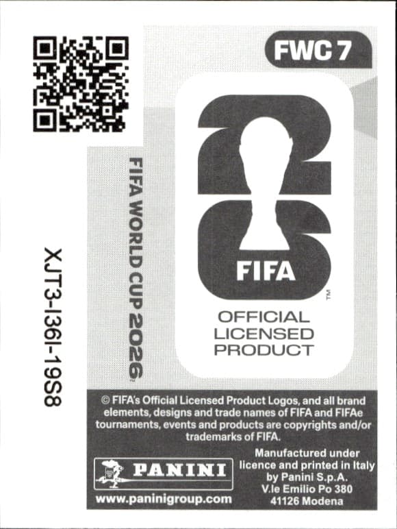 2026 Panini FIFA World Cup Fifa World Cup 2026 #FWC 7 soccer trading card back