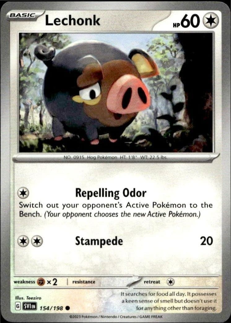 2023 Pokémon Scarlet & Violet Lechonk #154/198 Pokémon card front