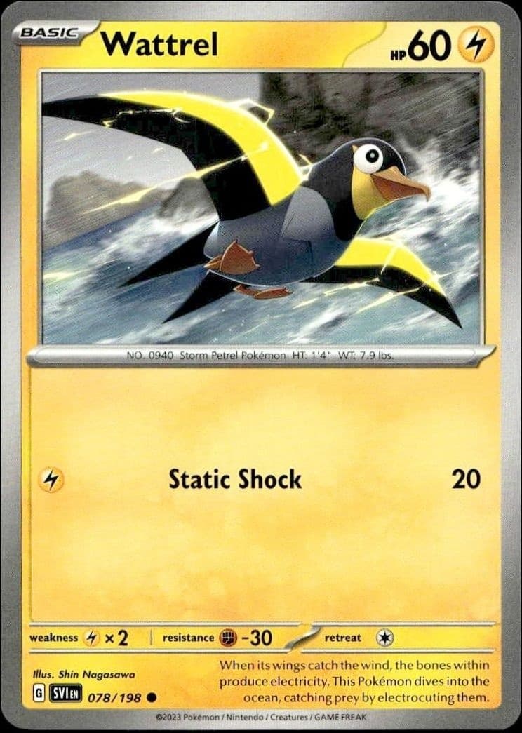 2023 Pokémon Scarlet & Violet Wattrel #078/198 trading card
