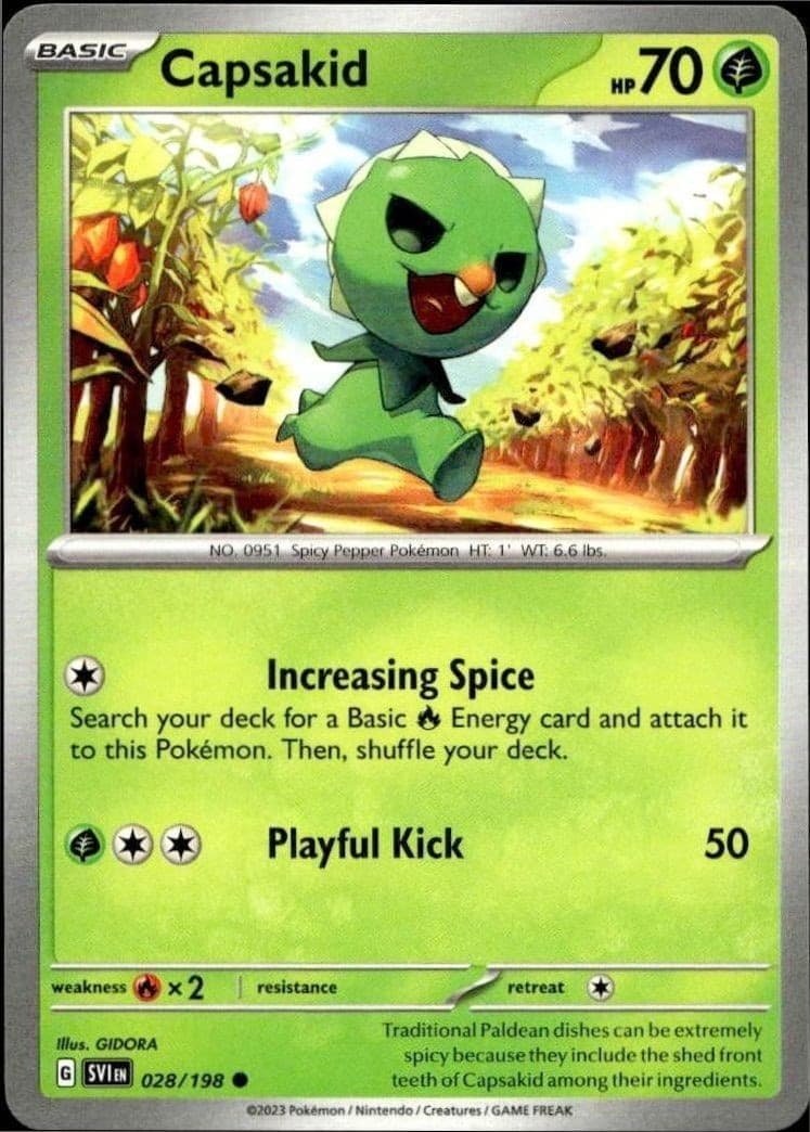 2023 Pokémon Scarlet & Violet Capsakid #028/198 trading card