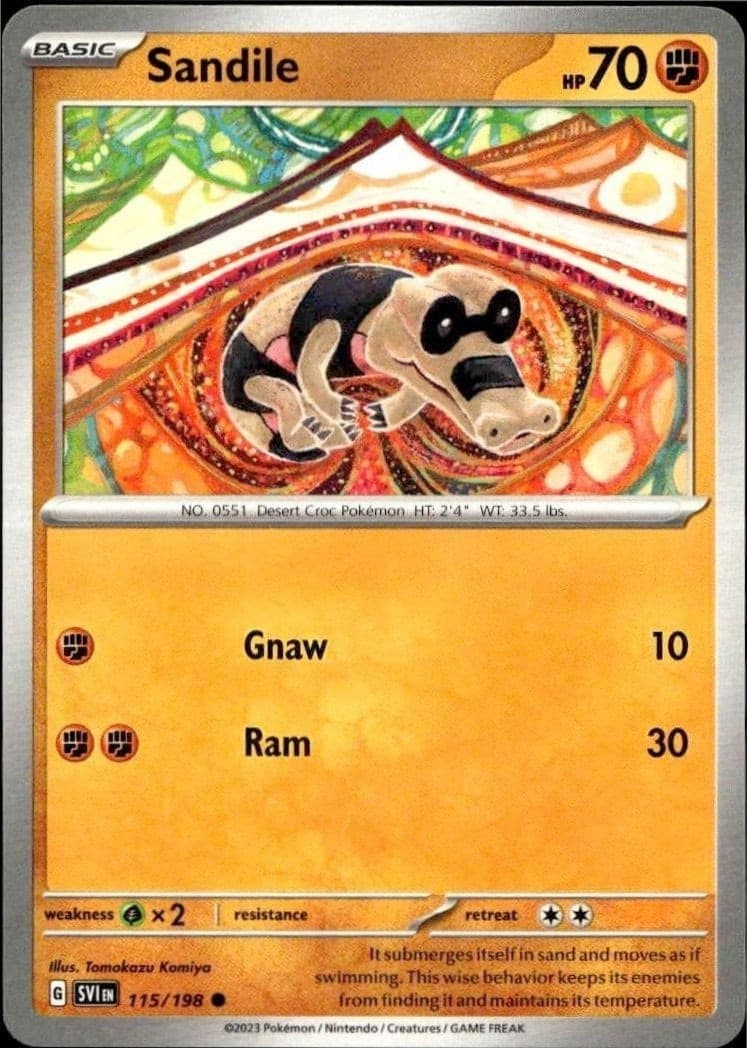 2023 Pokémon Scarlet & Violet Sandile #115/198 trading card