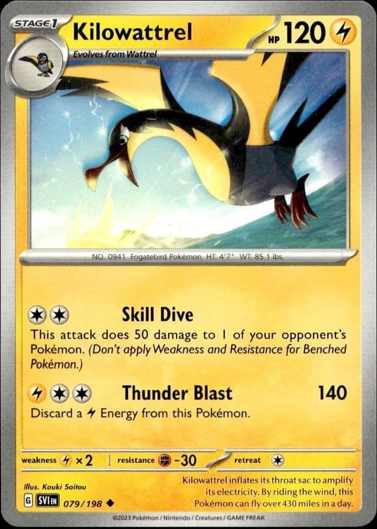 2023 Pokémon Scarlet & Violet Kilowattrel #079/198 trading card