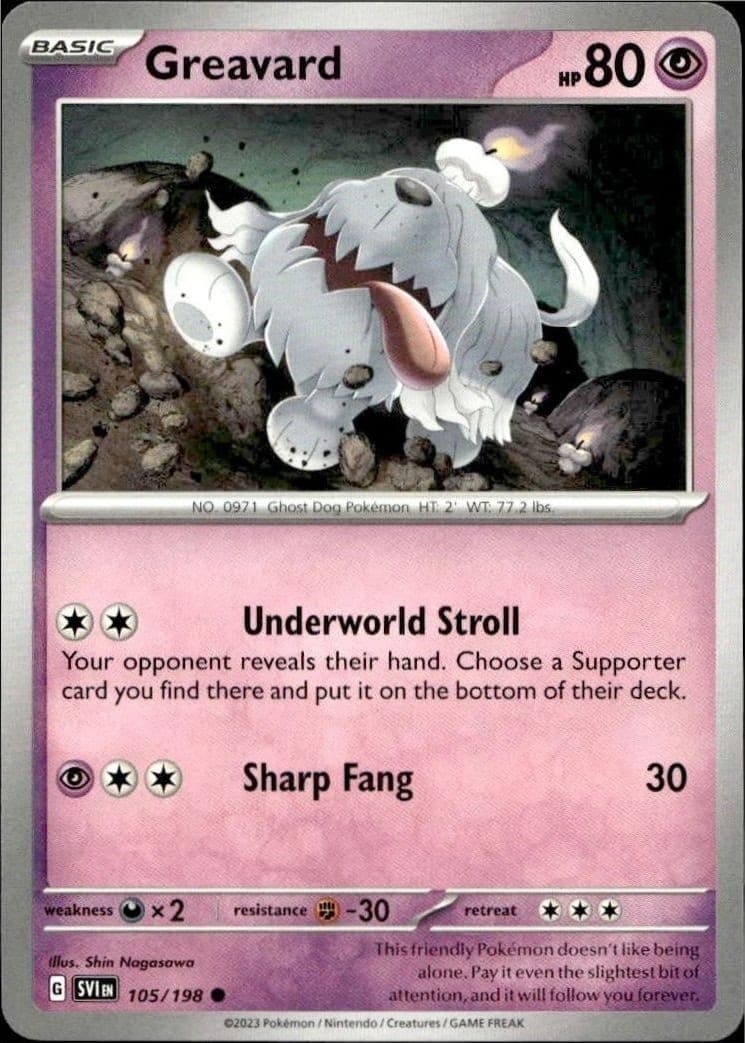 2023 Pokémon Scarlet & Violet Greavard #105/198 trading card