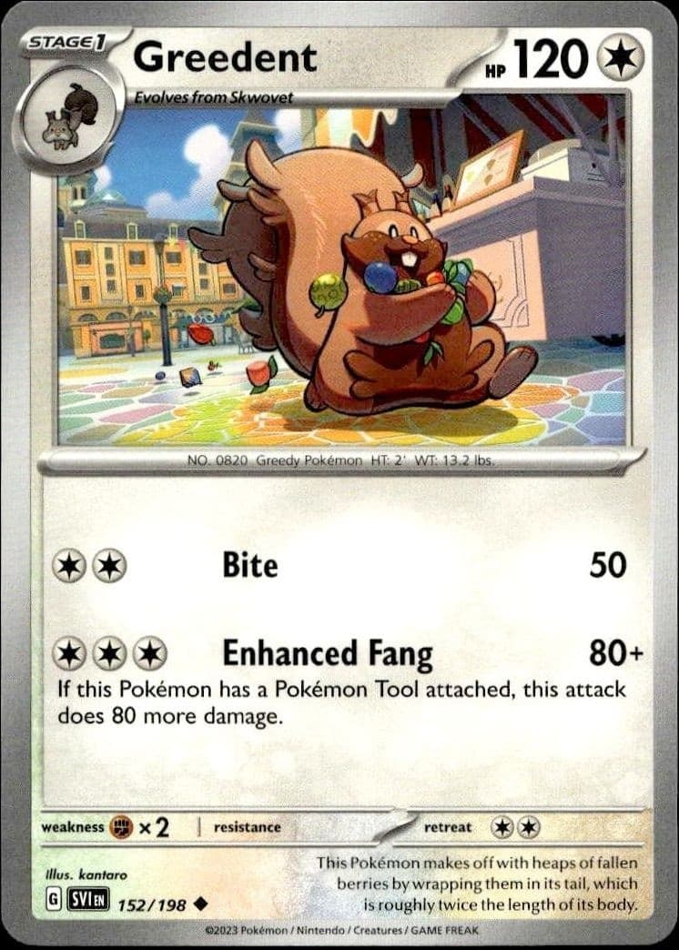 2023 Pokémon Scarlet & Violet Greedent #152/198 Pokémon card front