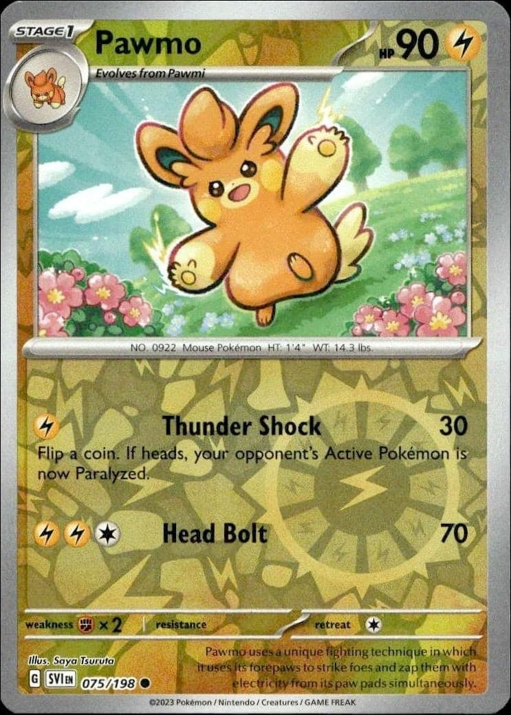 2023 Pokémon Scarlet & Violet Pawmo #075/198 trading card