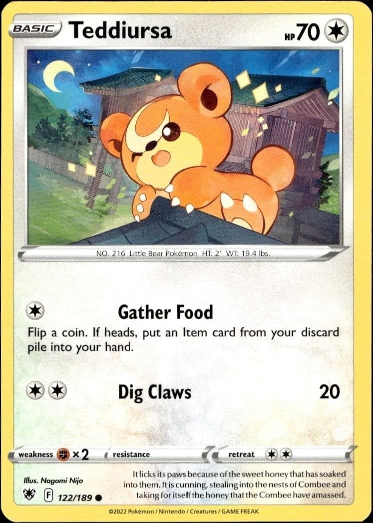 2022 Pokémon Astral Radiance Teddiursa #122 trading card