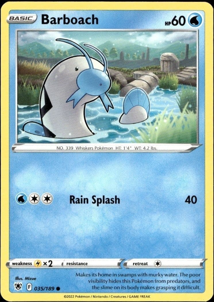2022 Pokémon Astral Radiance Barboach #035/189 trading card