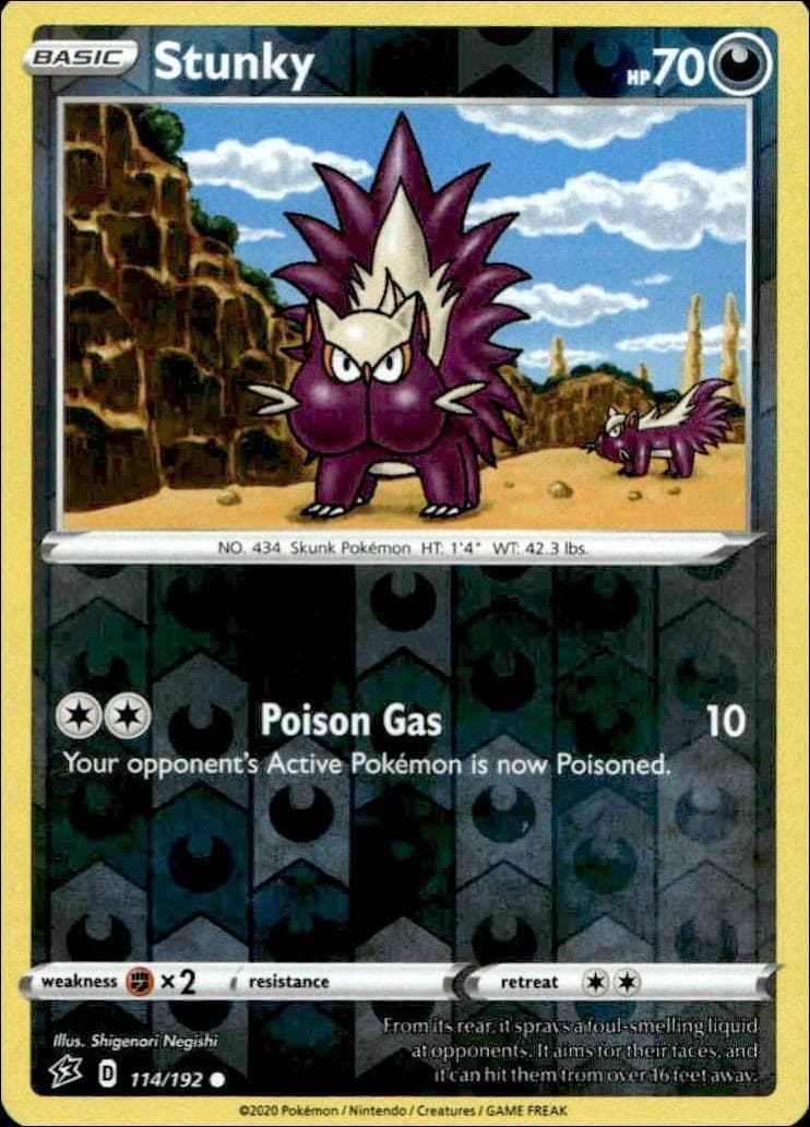 2020 Pokémon Rebel Clash Stunky #114/192 trading card