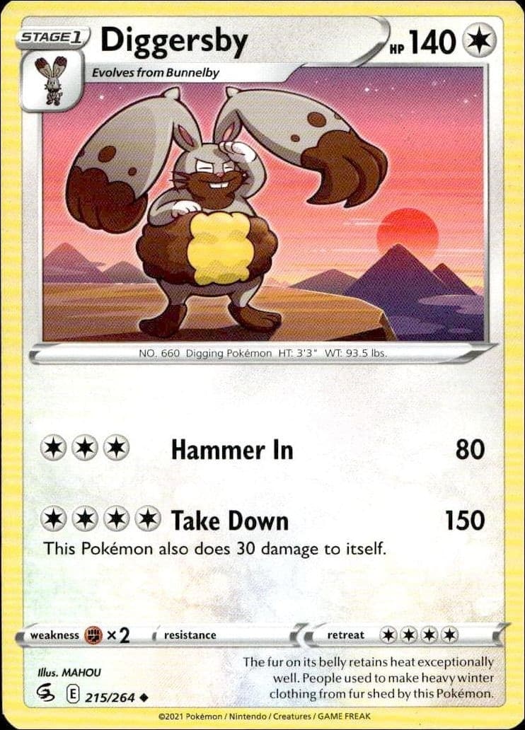 2021 Pokémon Fusion Strike Diggersby #215/264 trading card