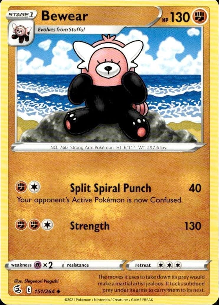 2021 Pokémon Fusion Strike Bewear #151/264 trading card