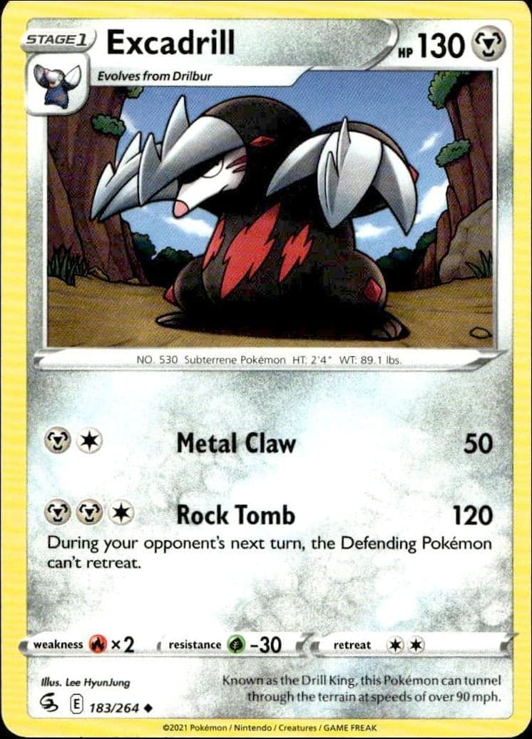 2021 Pokémon Fusion Strike Excadrill #183/264 trading card