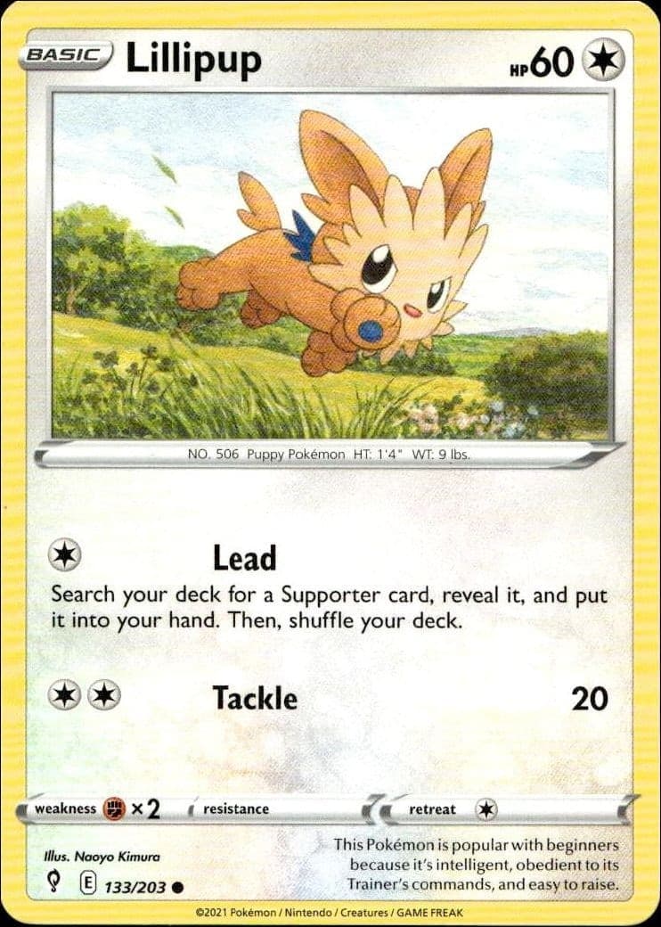 2021 Pokémon Evolving Skies Lillipup #133/203 trading card